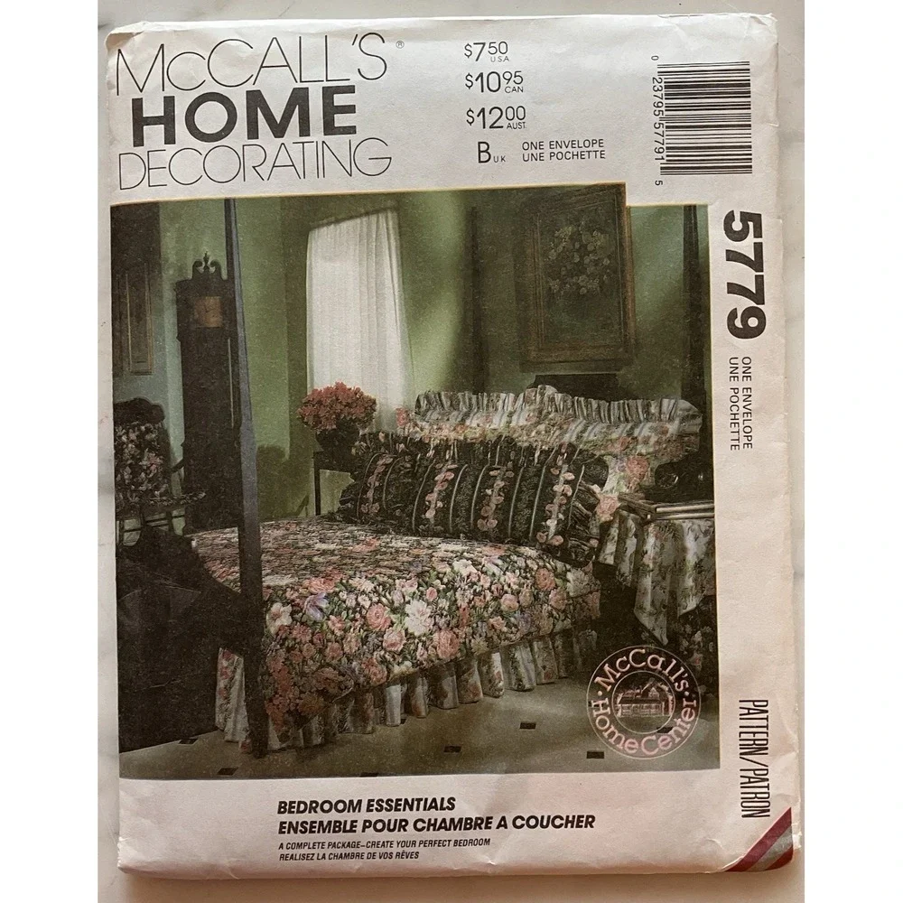 McCall's Pattern 5779 Bedroom Essentials Bedspread Table Cover Slip Cover Pillow